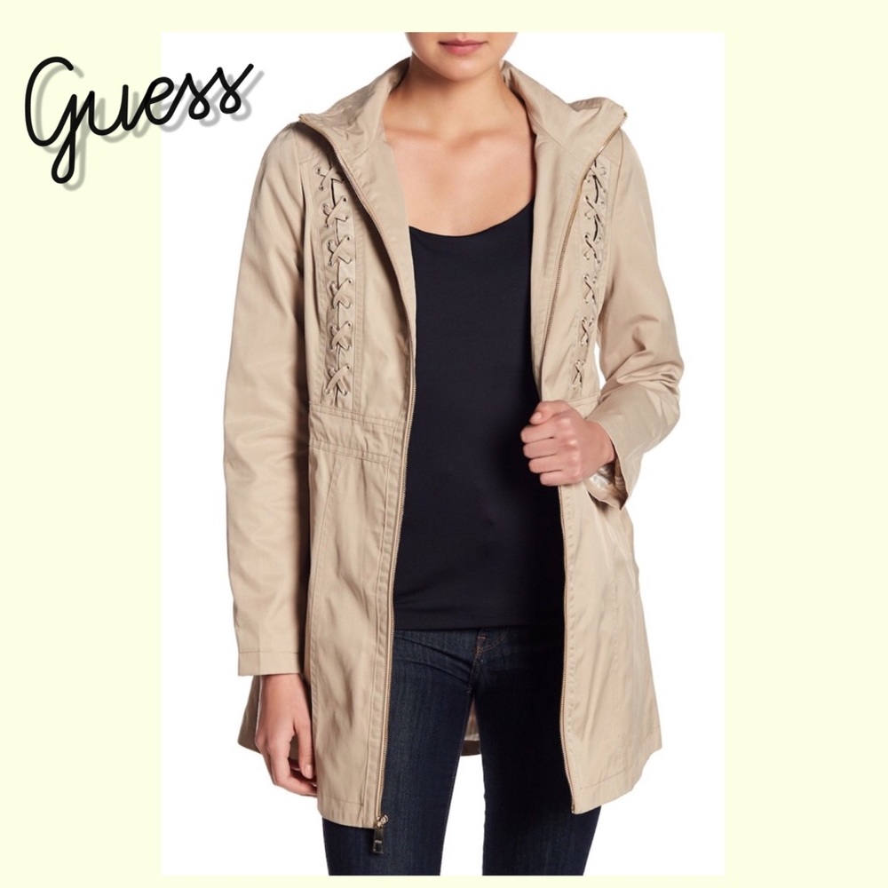 NWT Khaki Guess Lace-up Coat